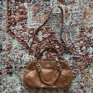 Coach Leather Shoulder Bag with Pleated Detailing